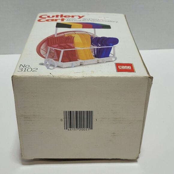 1984 Cutlery Cart Holder Picnic Party Table Basket Silverware Camping Vintage - Picture 9 of 11